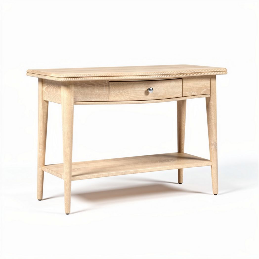 Table console en bois clair avec tiroir dimensions 90 x 40 x 75cm