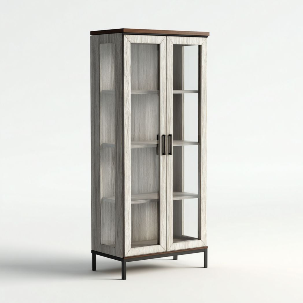 Armoire en bois avec portes en verre dimensions 50 x 30 x 130 cm
