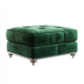Pouf en tissu beige avec des dimensions de 75 x 75 x 40cm et pieds en bois