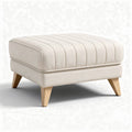 Pouf en tissu crème avec pieds en bois dimensions 45 x 45 x 30cm
