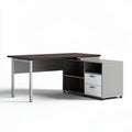 Bureau en bois avec piètement en métal et rangement latéral 150 x 75 x 75cm