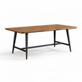 Table en bois de couleur chêne avec pieds en métal noir 150 x 75 x 75cm