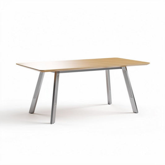 Table rectangulaire en bois avec pieds en métal gris 150 x 75 x 75cm