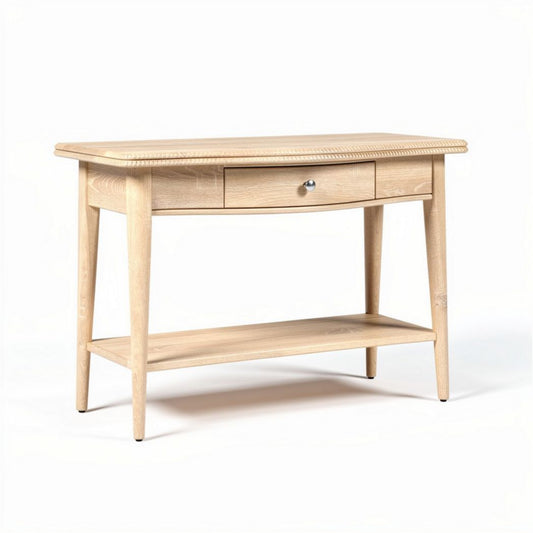 Table console en bois clair avec tiroir dimensions 90 x 40 x 75cm