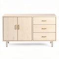 Buffet en bois clair avec trois tiroirs et deux portes 150 x 40 x 75cm