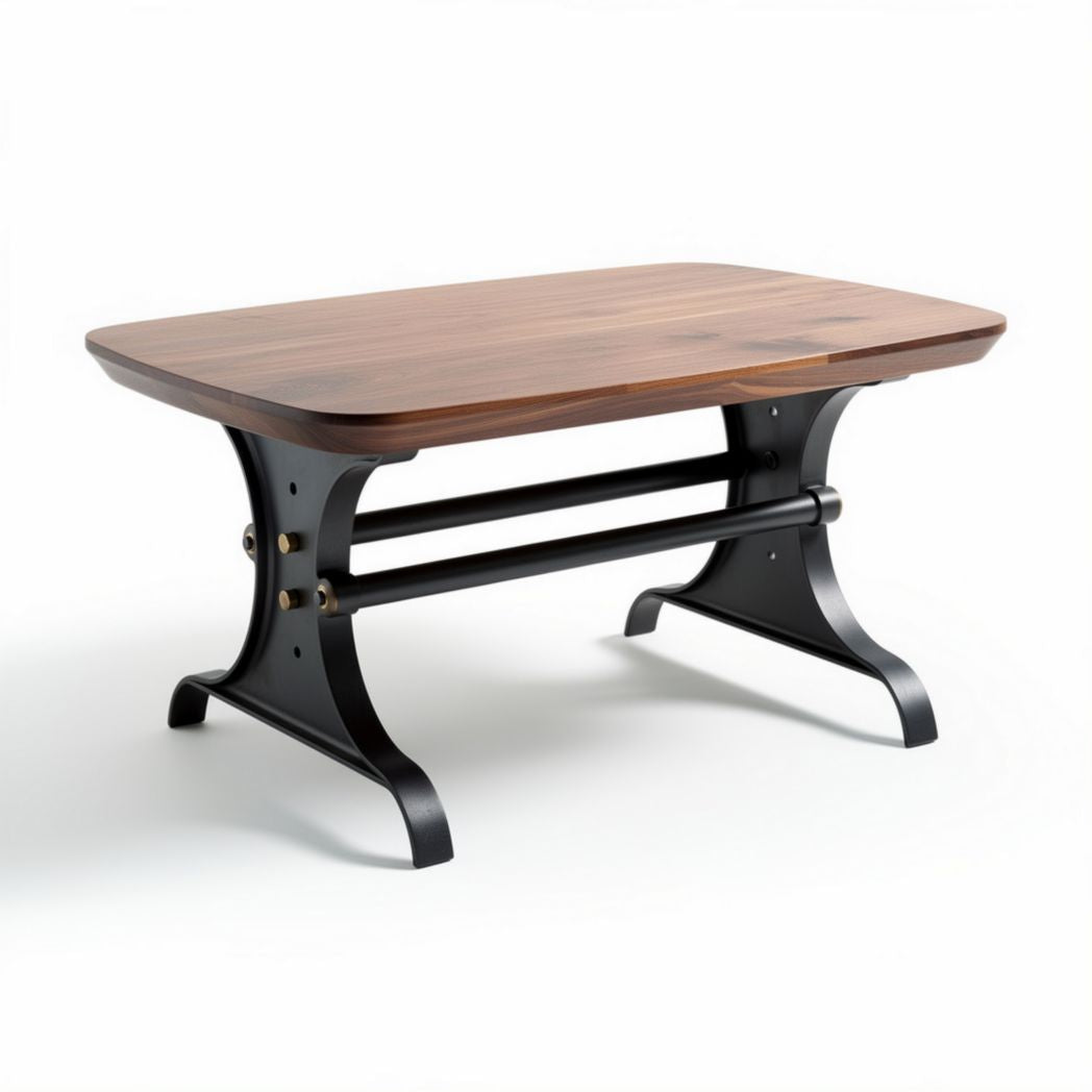 Table basse en bois massif et métal noir 120 x 80 x 45cm