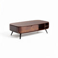 Table basse en bois marron avec tiroir et étagère 120 x 60 x 40cm