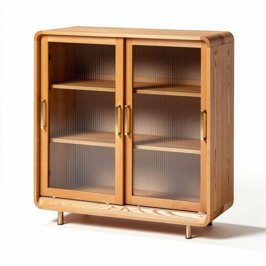 Buffet en chêne avec portes en verre dimensions 80 x 40 x 130cm
