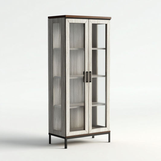 Armoire en bois avec portes en verre dimensions 50 x 30 x 130 cm