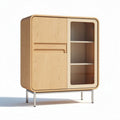 Buffet en bois naturel avec portes en verre dimensions 80 x 40 x 100cm